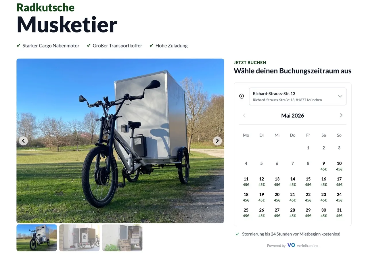 Buchungsportal eines Fahrradverleihs mit verleih.online